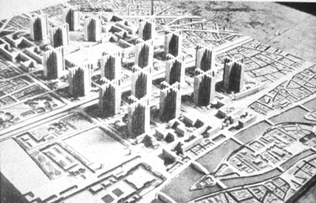 The modernist architect Le Corbusier’s 1925 vision of Paris. Postmodern theorists have often imagined the ruin as an alternative to and escape from the stultifying efficiency of modern space.