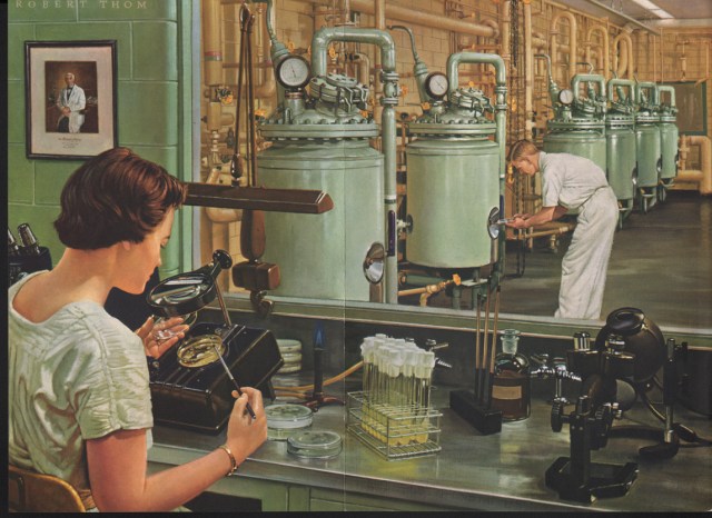 “The Era of Antibiotics” by Robert A. Thom, 1950s.