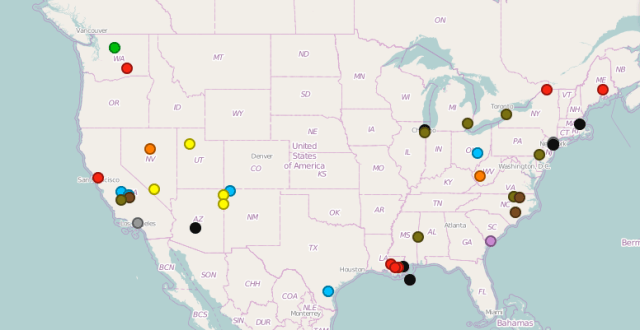 "The map shows some of the most representative environmental justice conflicts in the United States. In an effort to choose landmark cases we elicited feedback from more than 200 environmental justice leaders, activists, and scholars in identifying these case studies. These cases represent a range of time periods, geographic regions, communities, and environmental challenges. However, they are only a very small subset of the many influential case studies that have contributed to the U.S. environmental justice movement past and present." 