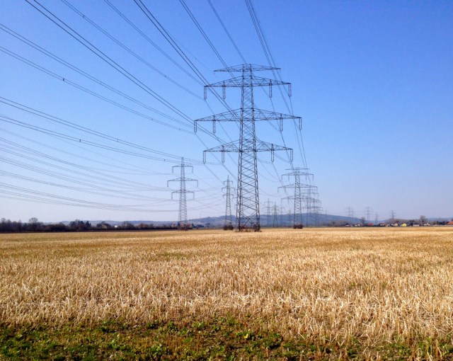 Power lines leading from the shared turbines in the coal-fired power plant to the transfer station. Photo: author 2015. Author’s photo.