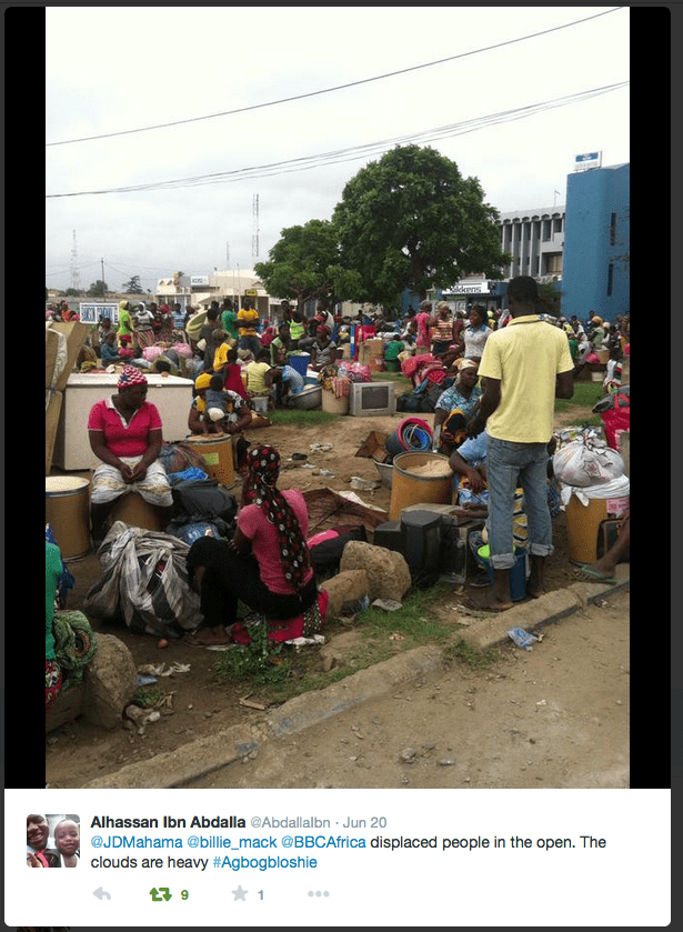 Residents Displaced from Old Fadama/Agbogbloshie. Source: https://twitter.com/AbdallaIbn/status/612300680473219072/photo/1