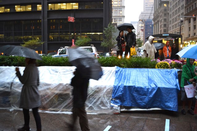 The People’s Library protected from the rain (Photo: M. Oman-Reagan)