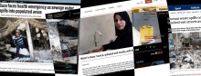 A collage of news stories about waste, sewage, pollution in drinking water in palestine