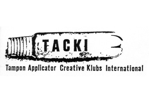 "TACKI" is written in a high contrast photocopy of a tampon applicator.